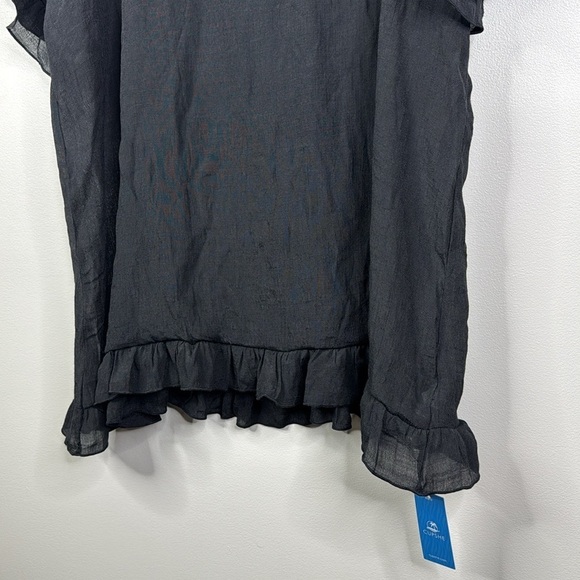 Cupshe NWT Solid Black Ruffled Sheer Swim Beach Pool Cover-Up Dress - Picture 3 of 9